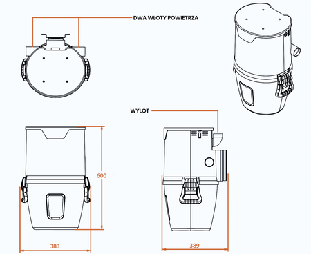 Odkurzacz Centralny Sach SuperMini + Zestaw sprzątający Elegance