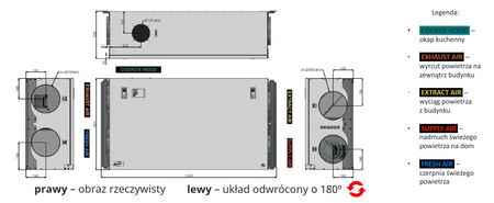 Rekuperator sufitowy Ensy InoVent 400 HH Prawy